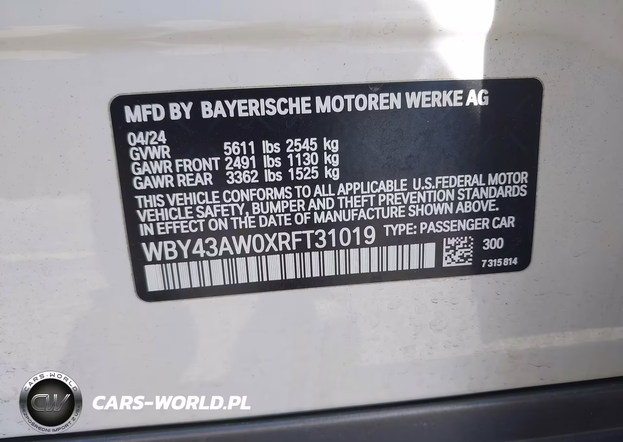 2024 BMW I4 Gran Coupe Edrive35 VIN:WBY43AW0XRFT31019 - 9