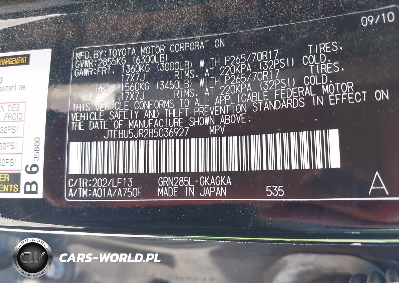 2011 Toyota 4Runner Sr5 V6 VIN:JTEBU5JR2B5036927 - 9