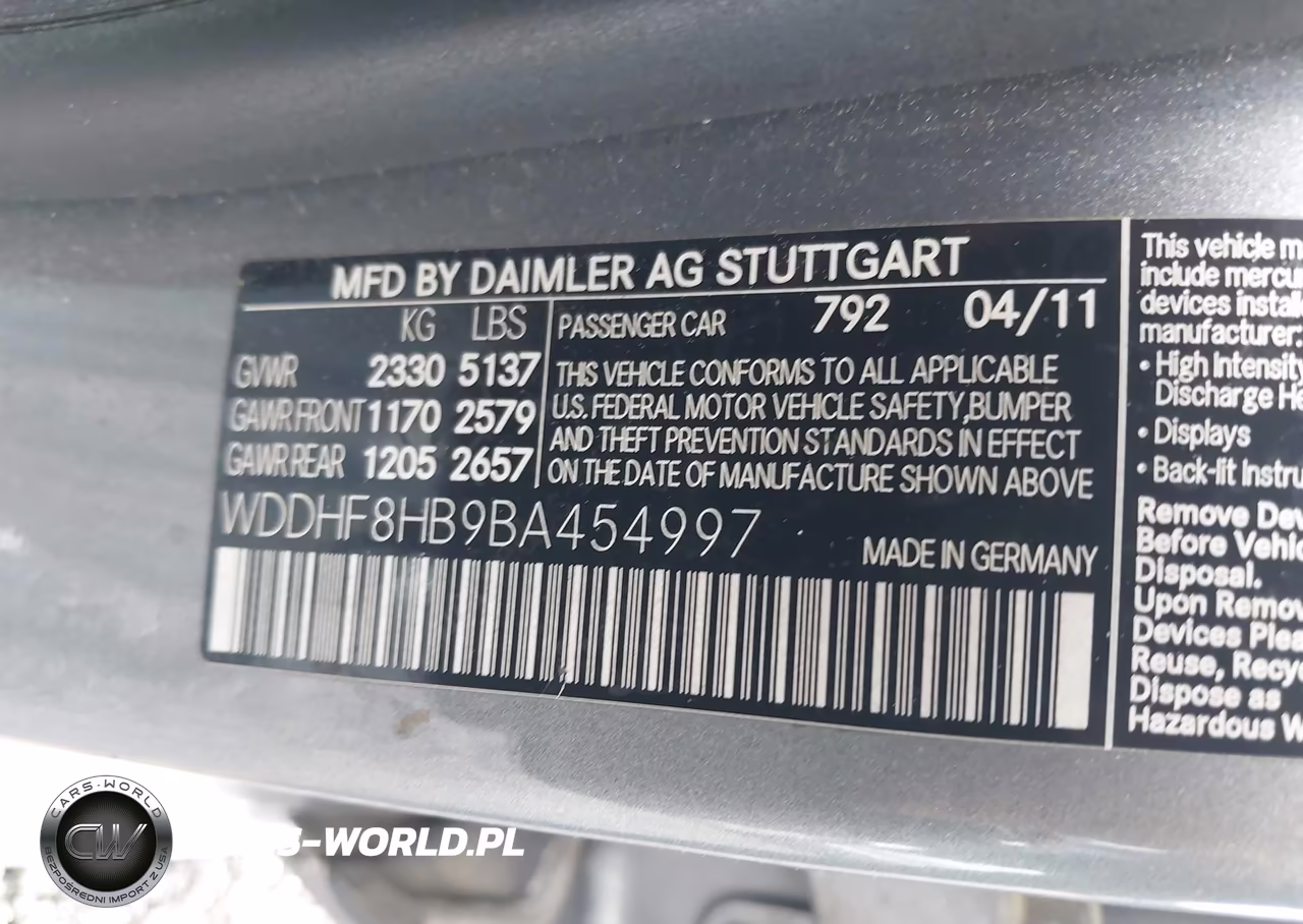 2011 Mercedes-Benz E 350 4Matic VIN:WDDHF8HB9BA454997 - 9