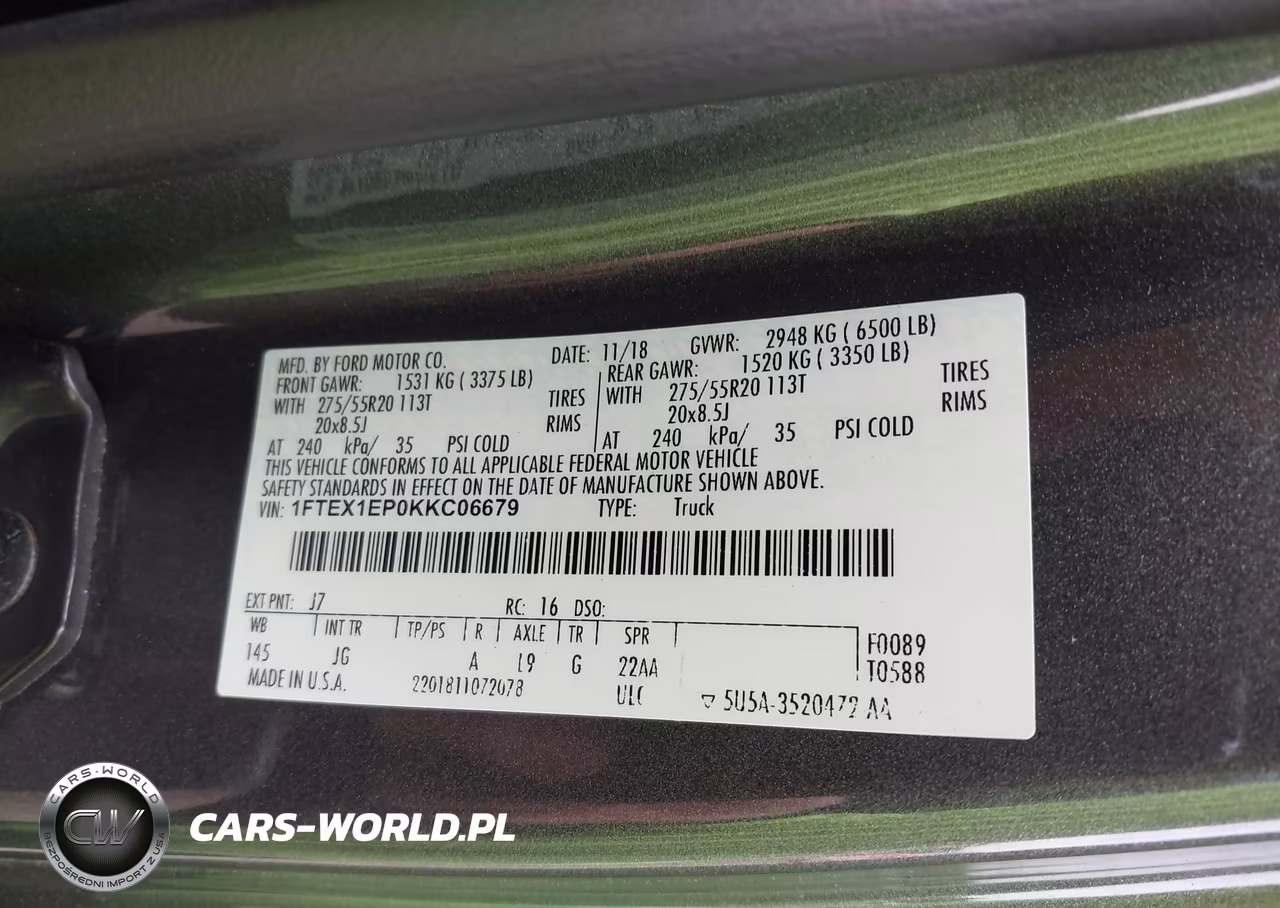 2019 Ford F-150 Xl VIN:1FTEX1EP0KKC06679 - 9