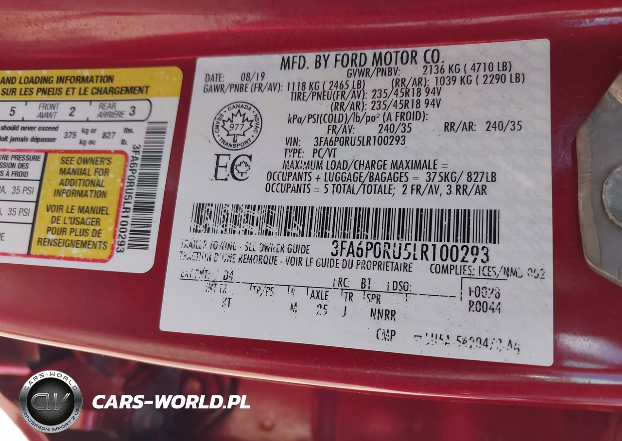 2020 Ford Fusion Hybrid Titanium VIN:3FA6P0RU5LR100293 - 9