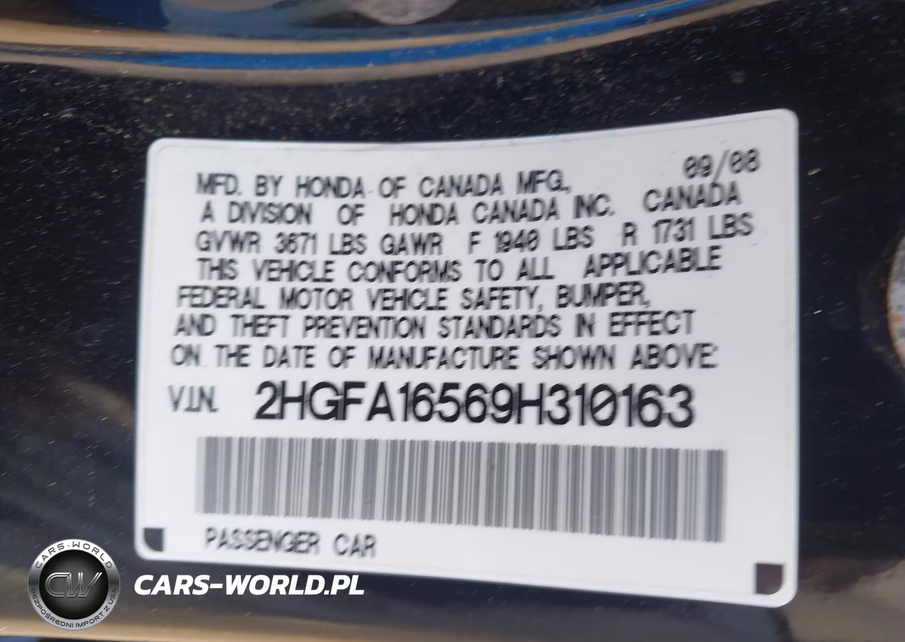 2009 Honda Civic Lx VIN:2HGFA16569H310163 - 9