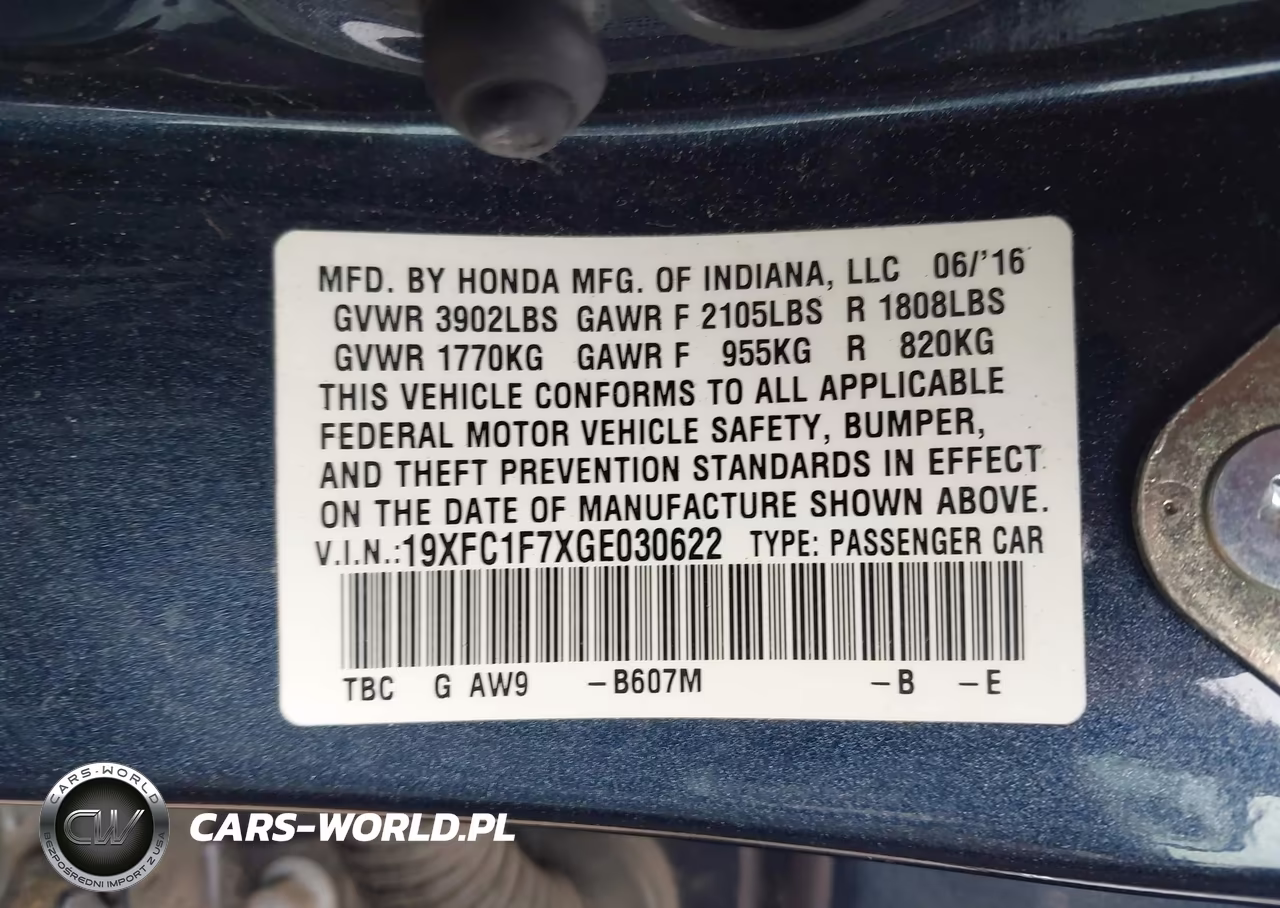 2016 Honda Civic Ex-L VIN:19XFC1F7XGE030622 - 9