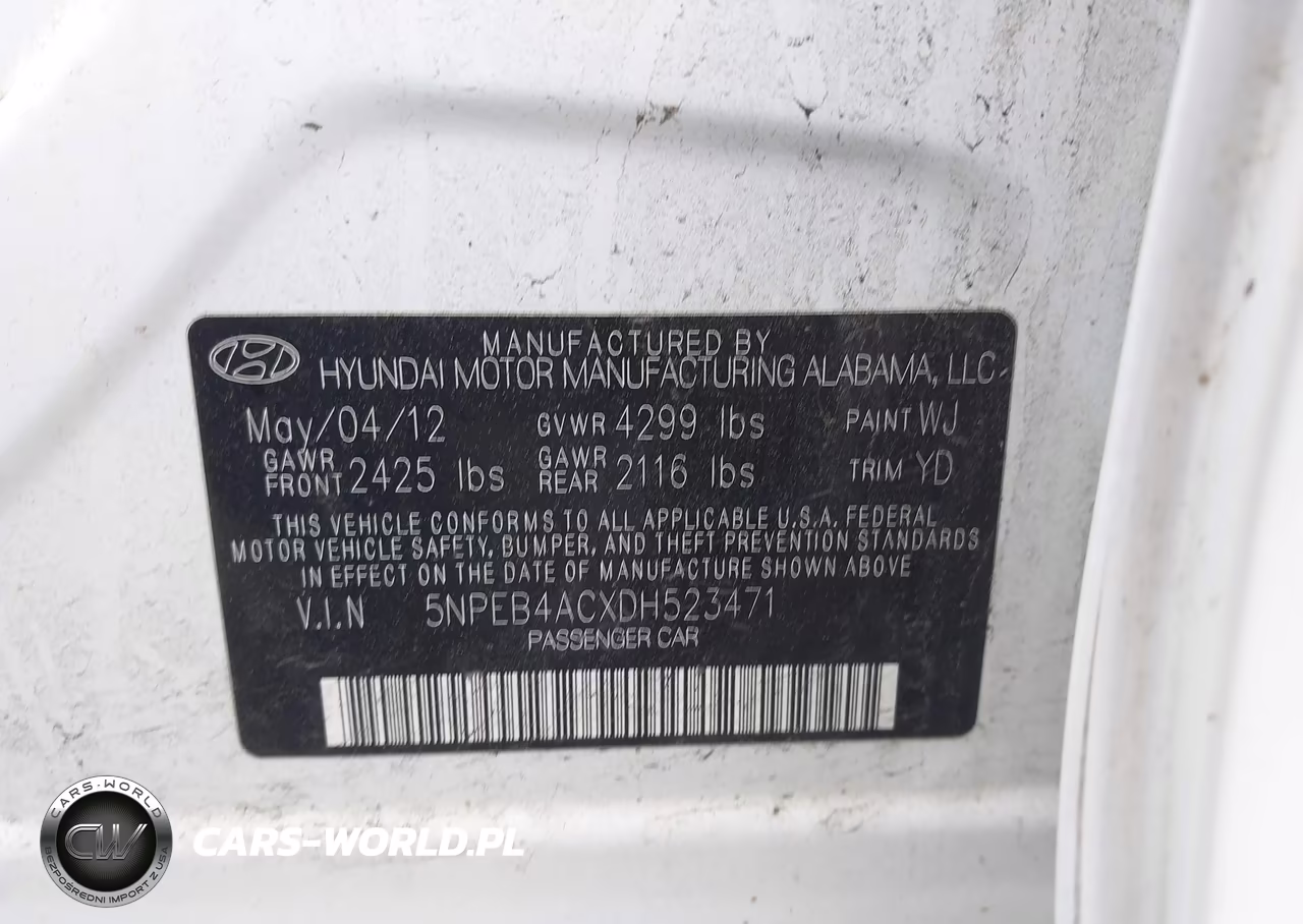 2013 Hyundai Sonata Gls VIN:5NPEB4ACXDH523471 - 9
