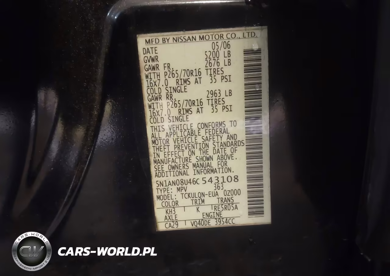 2006 Nissan Xterra X VIN:5N1AN08U46C543108 - 9