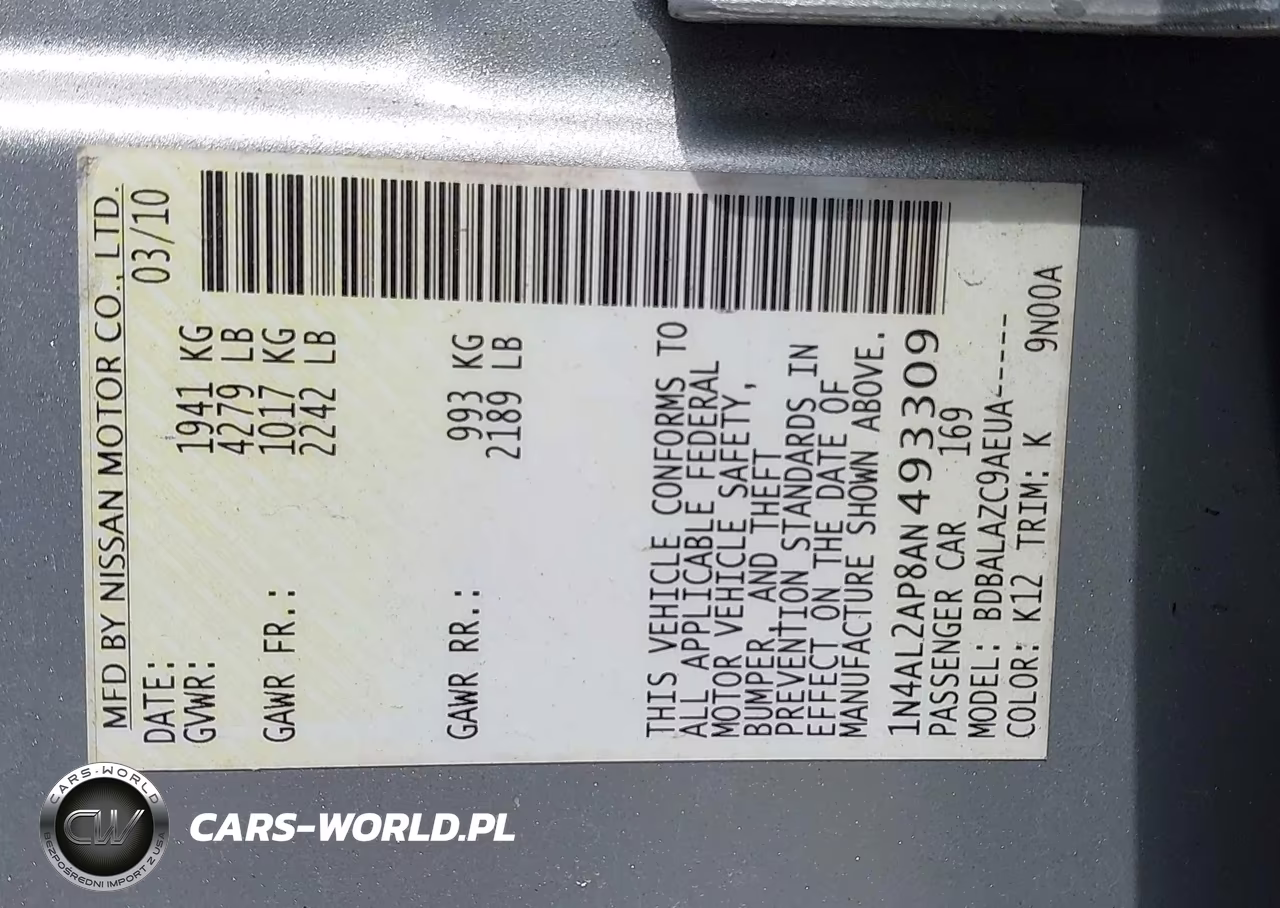 2010 Nissan Altima 2.5 VIN:1N4AL2AP8AN493309 - 9