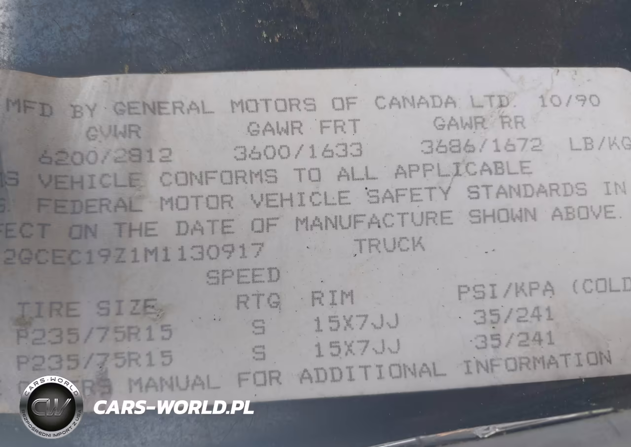 1991 Chevrolet Gmt-400 C1500 VIN:2GCEC19Z1M1130917 - 9