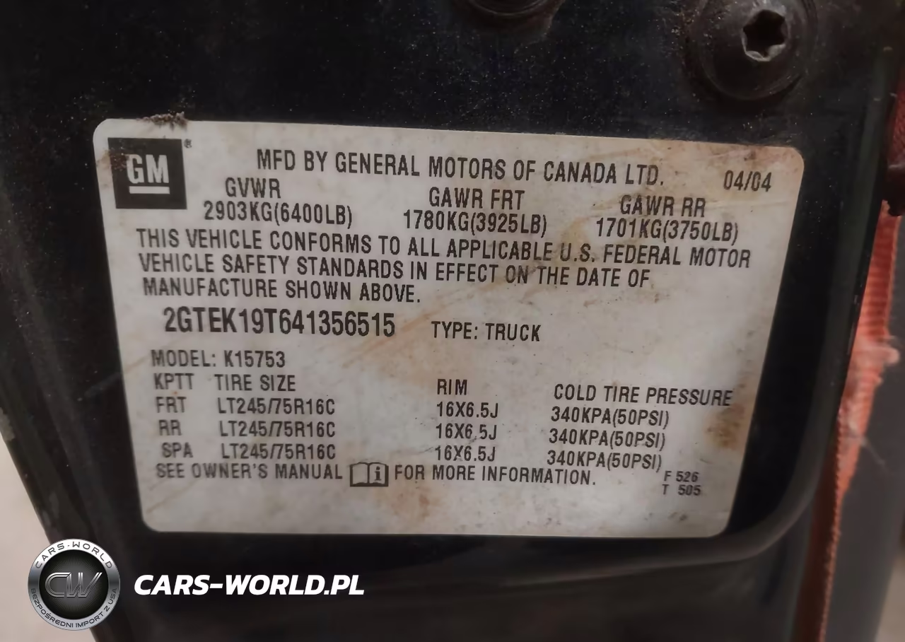 2004 GMC Sierra 1500 Work Truck VIN:2GTEK19T641356515 - 9