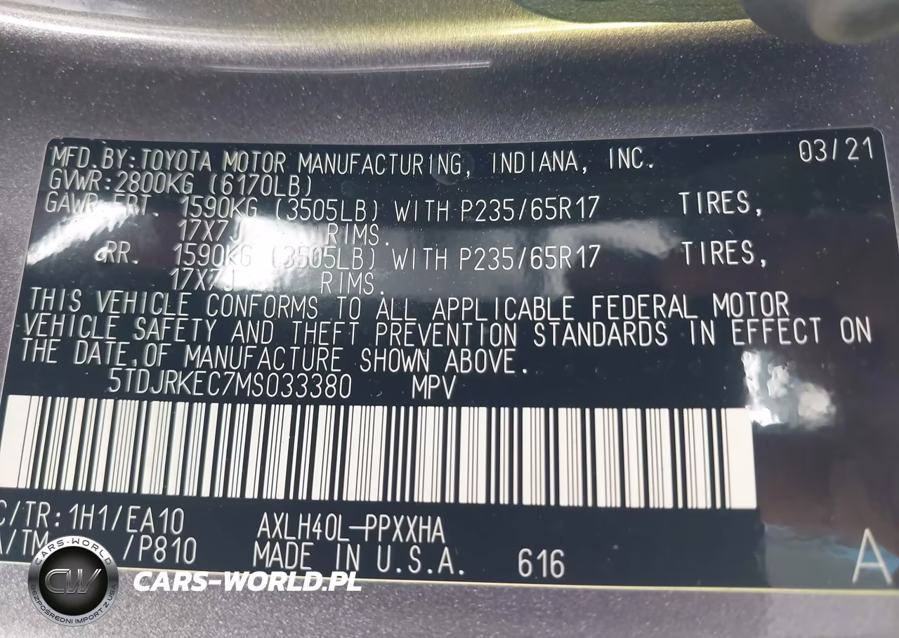 2021 Toyota Sienna Xle VIN:5TDJRKEC7MS033380 - 9