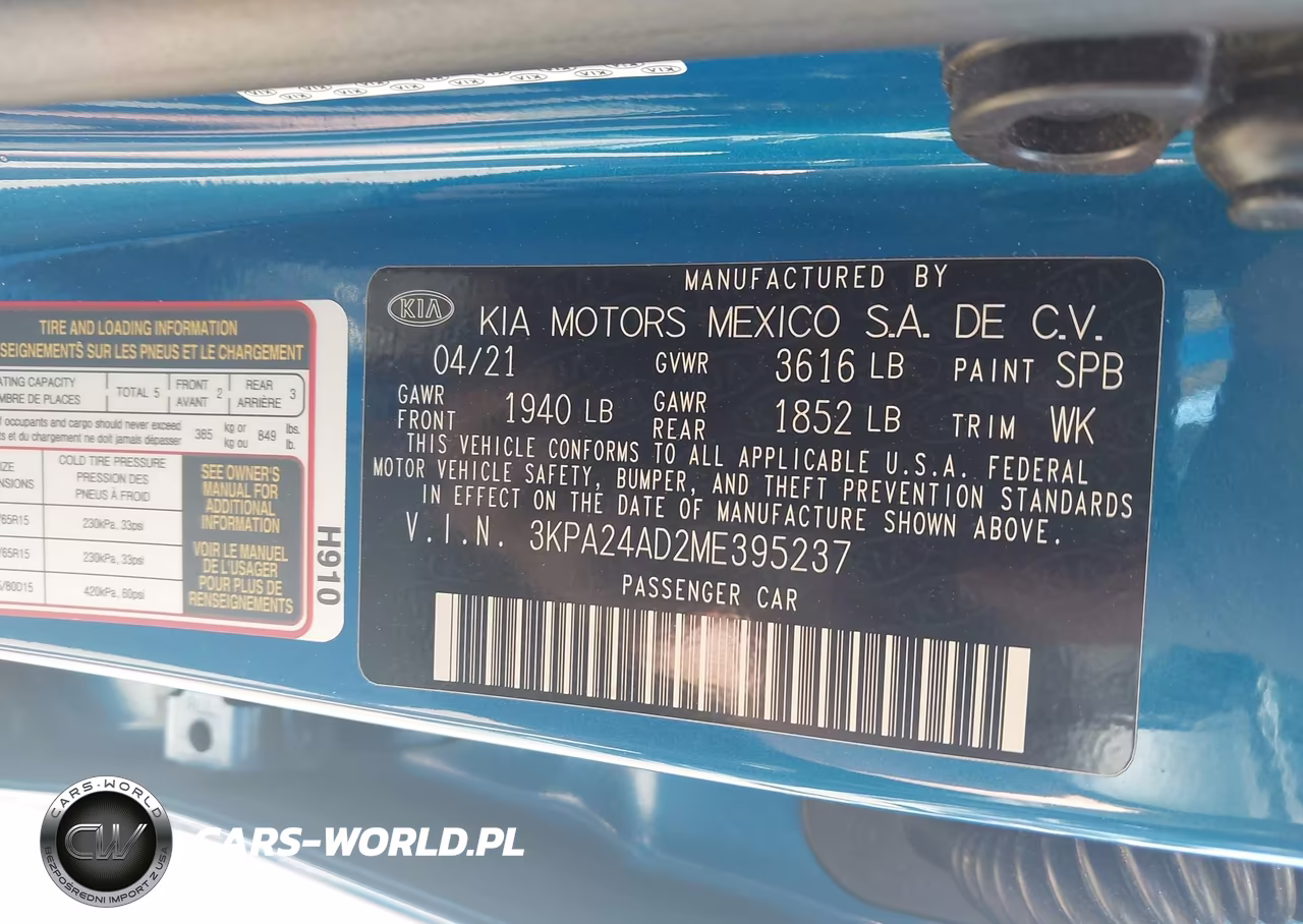 2021 Kia Rio S VIN:3KPA24AD2ME395237 - 9