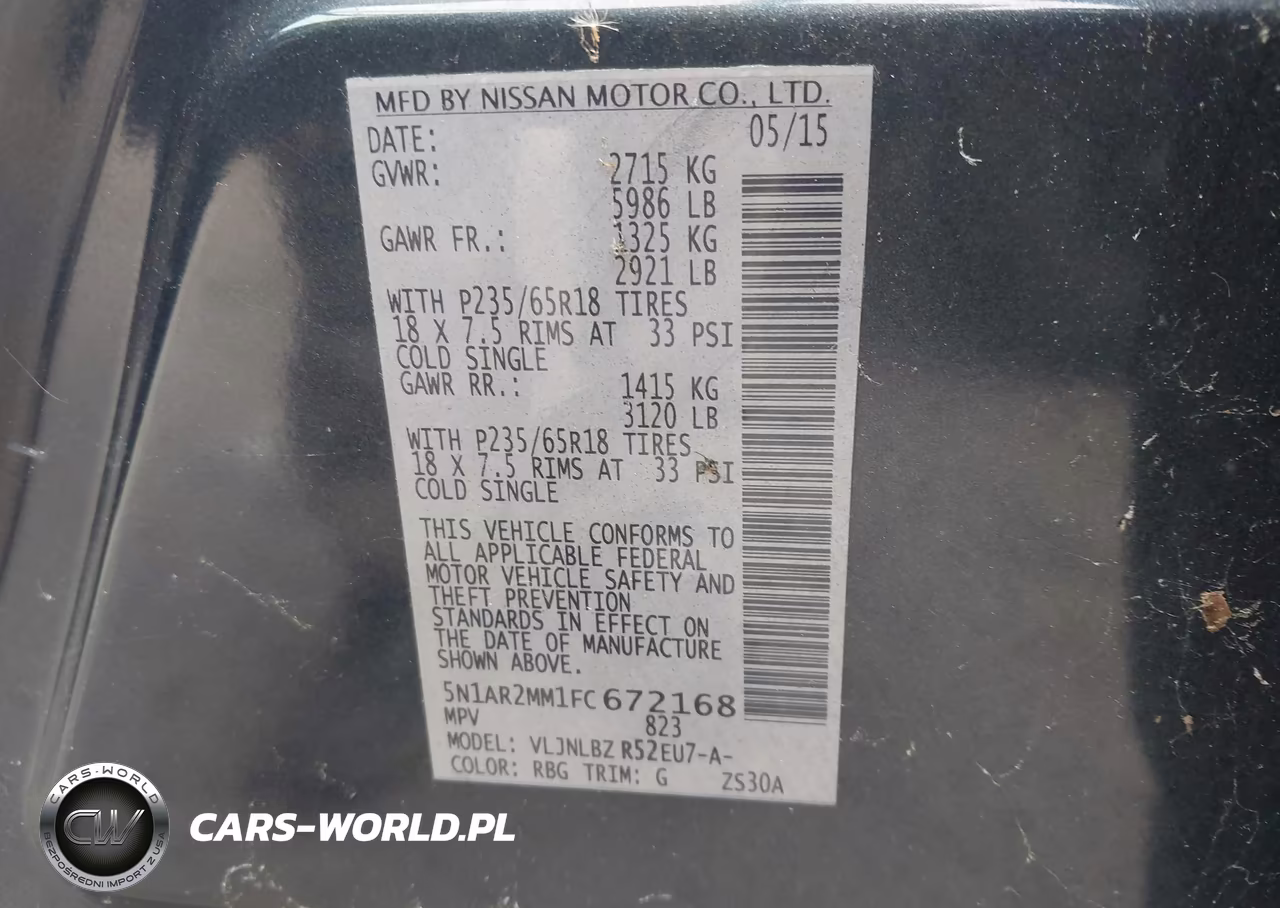 2015 Nissan Pathfinder Platinum-S-Sl-Sv VIN:5N1AR2MM1FC672168 - 9