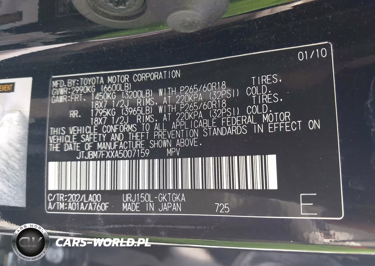 2010 Lexus Gx 460 VIN:JTJBM7FXXA5007159 - 9