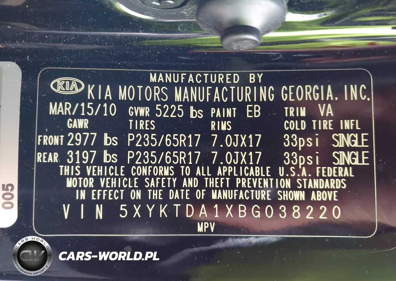 2011 Kia Sorento Lx VIN:5XYKTDA1XBG038220 - 9