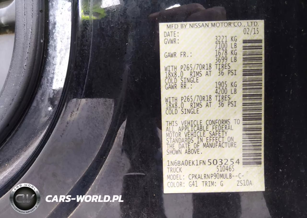 2015 Nissan Titan S VIN:1N6BA0EK1FN503254 - 9