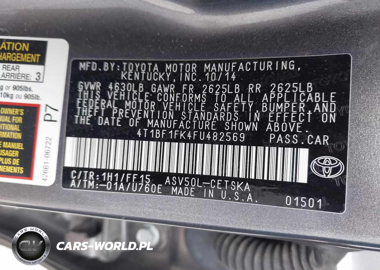 2015 Toyota Camry Se VIN:4T1BF1FK4FU482569 - 9