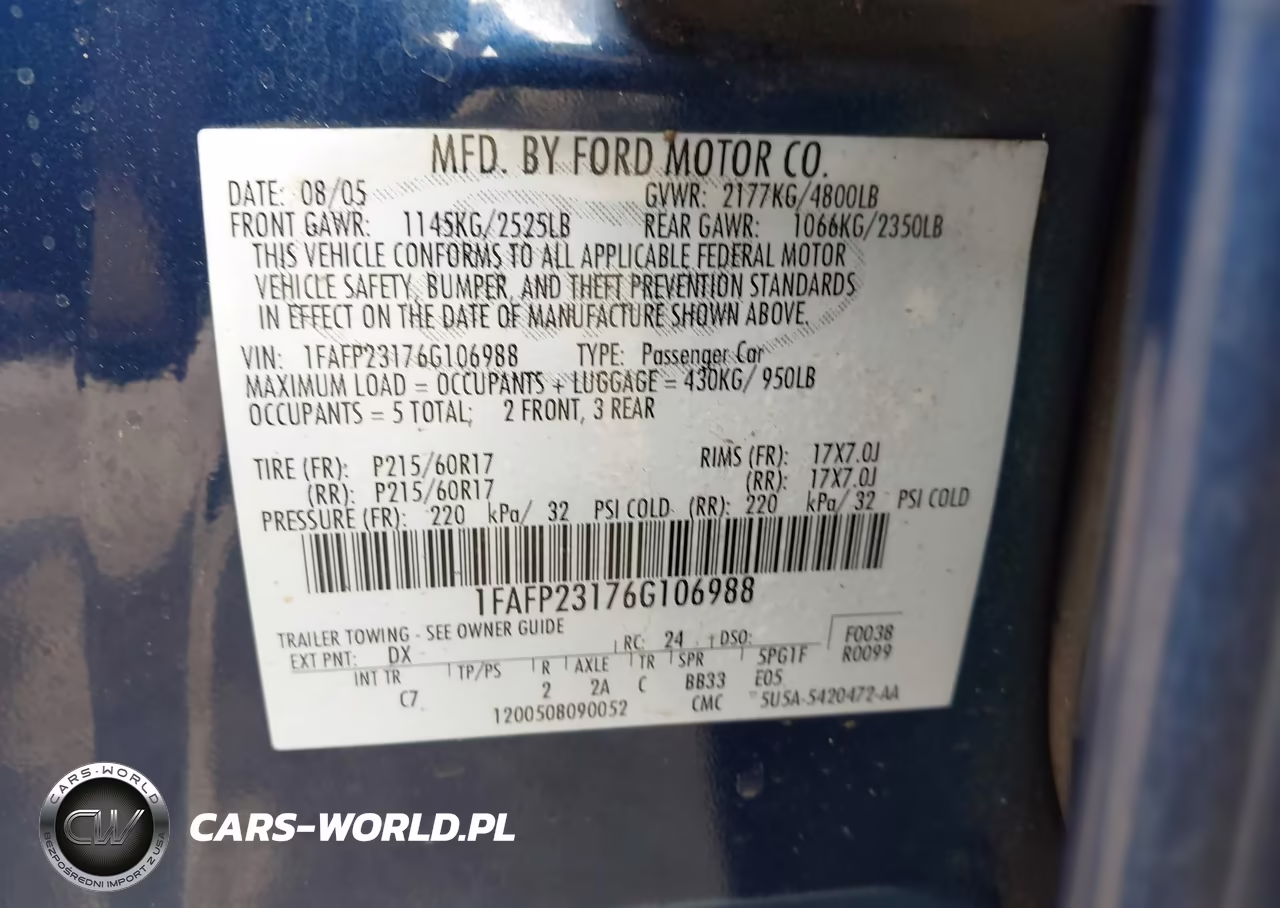 2006 Ford Five Hundred Se VIN:1FAFP23176G106988 - 9