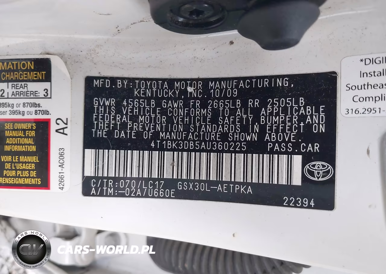 2010 Toyota Avalon Limited VIN:4T1BK3DB5AU360225 - 9
