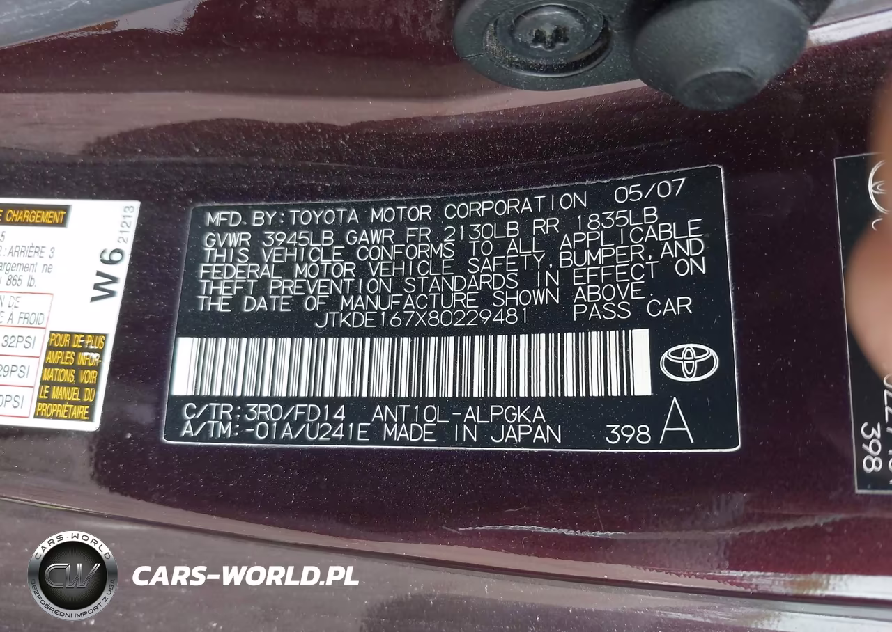 2008 Scion Tc VIN:JTKDE167X80229481 - 9