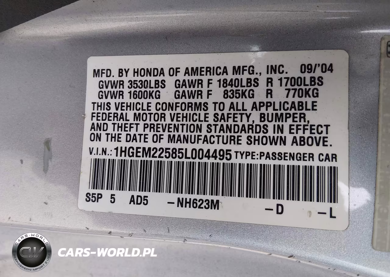 2005 Honda Civic Lx VIN:1HGEM22585L004495 - 9