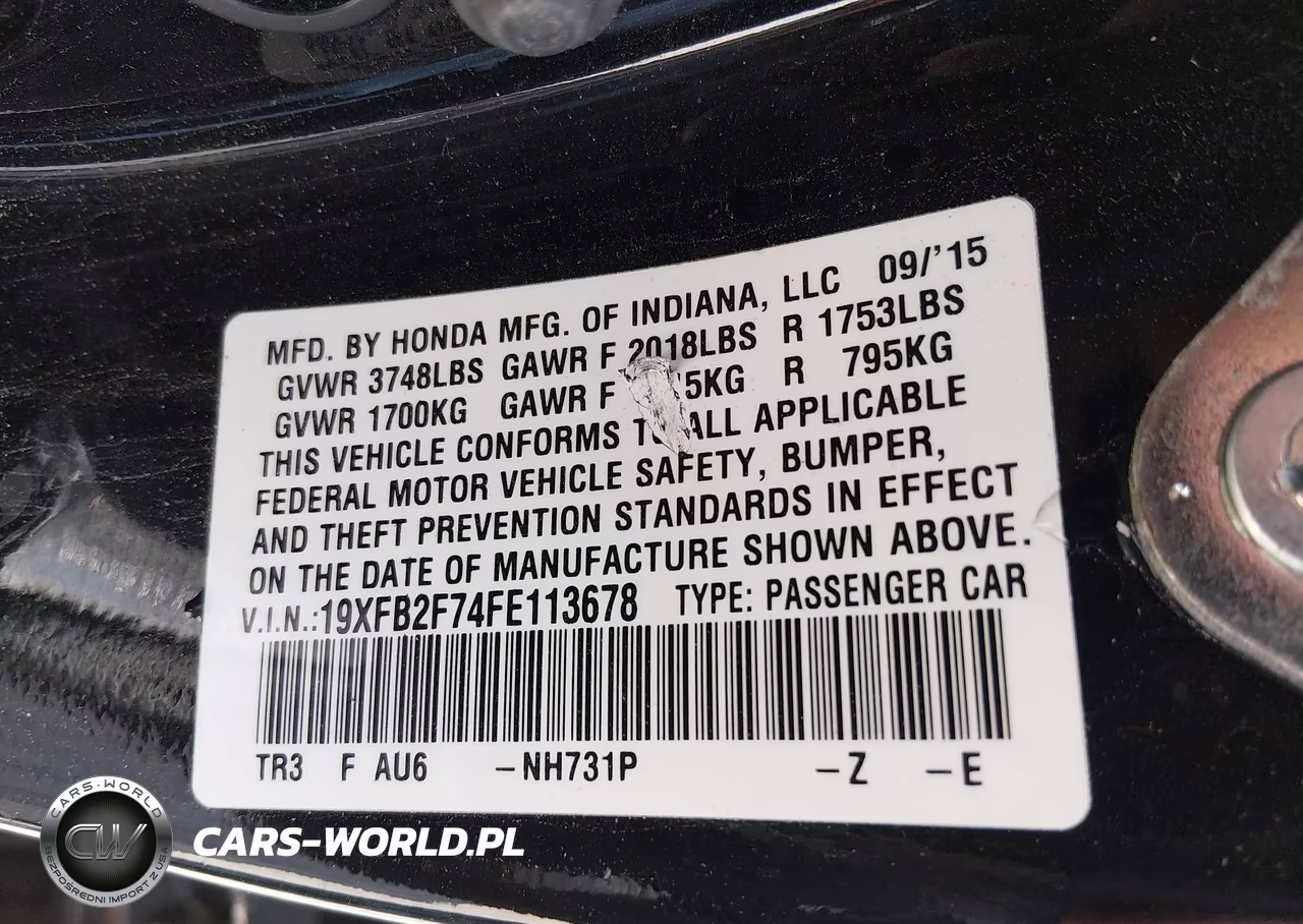 2015 Honda Civic Se VIN:19XFB2F74FE113678 - 9