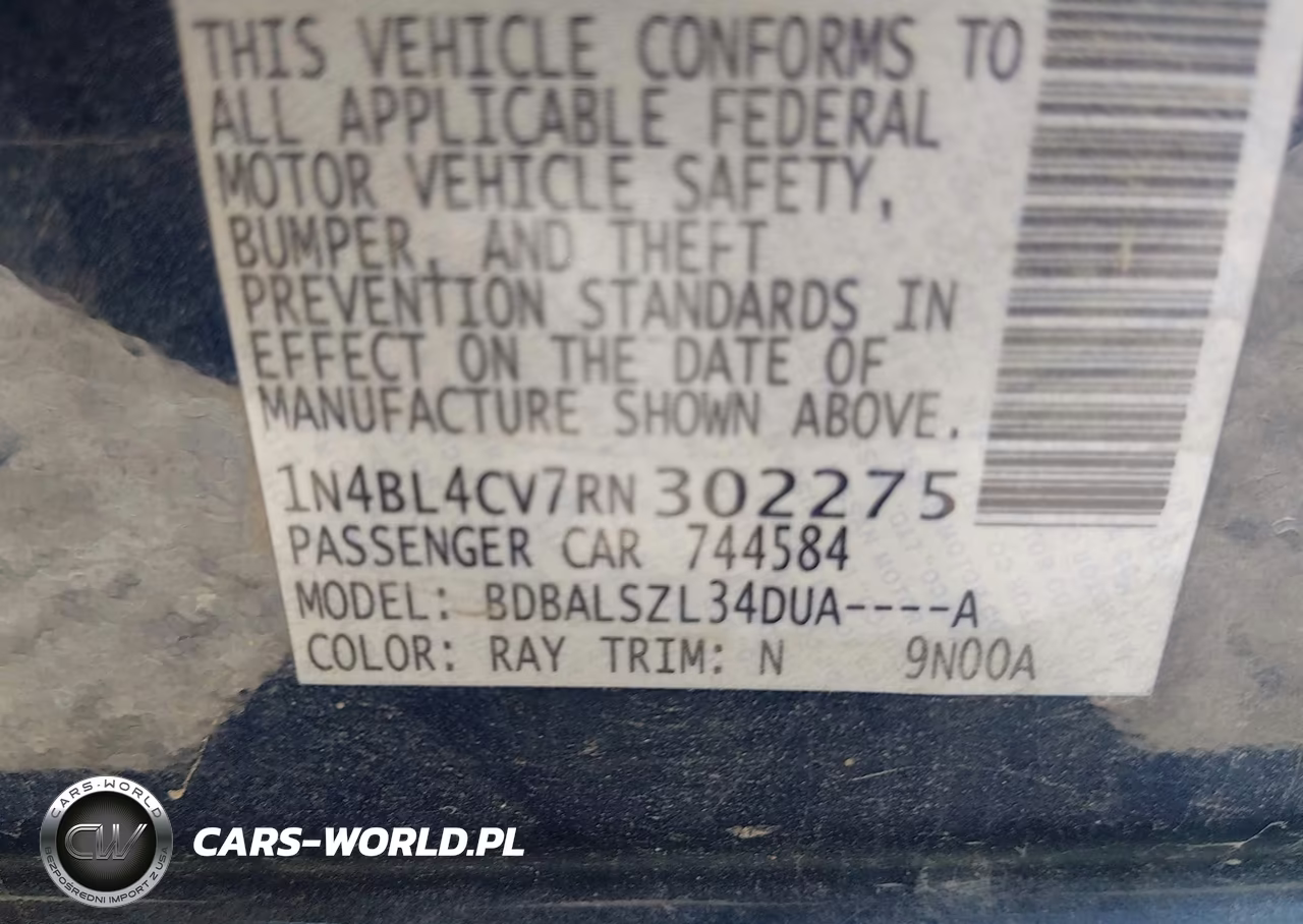 2024 Nissan Altima Sr Fwd VIN:1N4BL4CV7RN302275 - 9