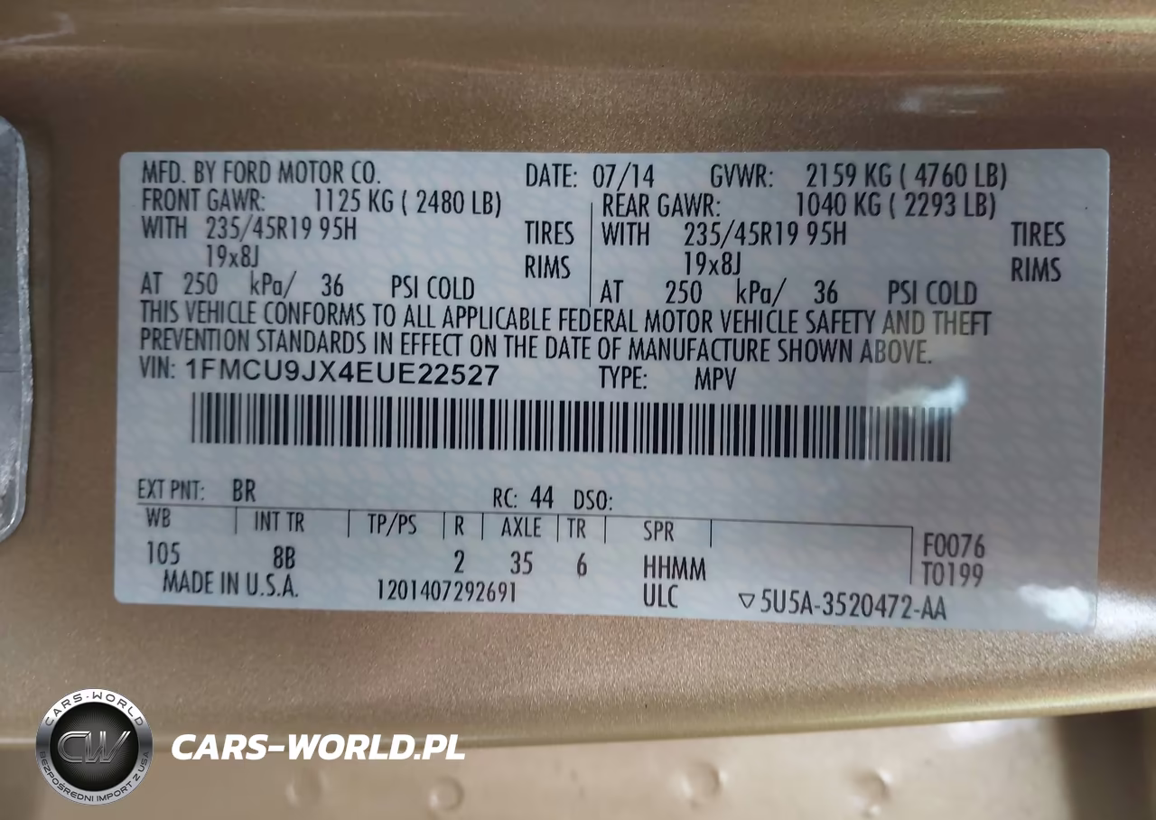 2014 Ford Escape Titanium VIN:1FMCU9JX4EUE22527 - 9