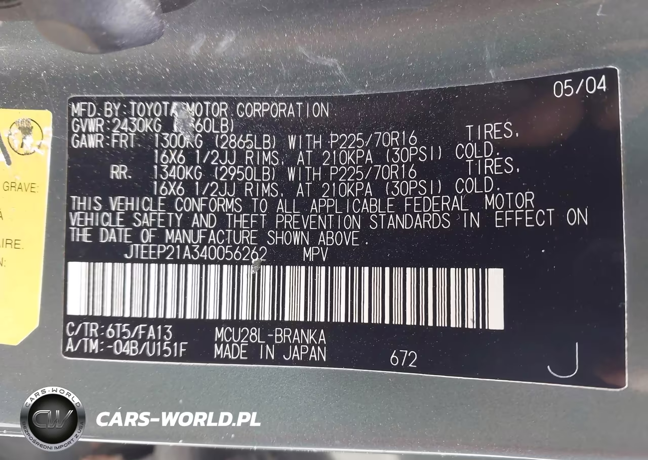2004 Toyota Highlander V6 VIN:JTEEP21A340056262 - 9