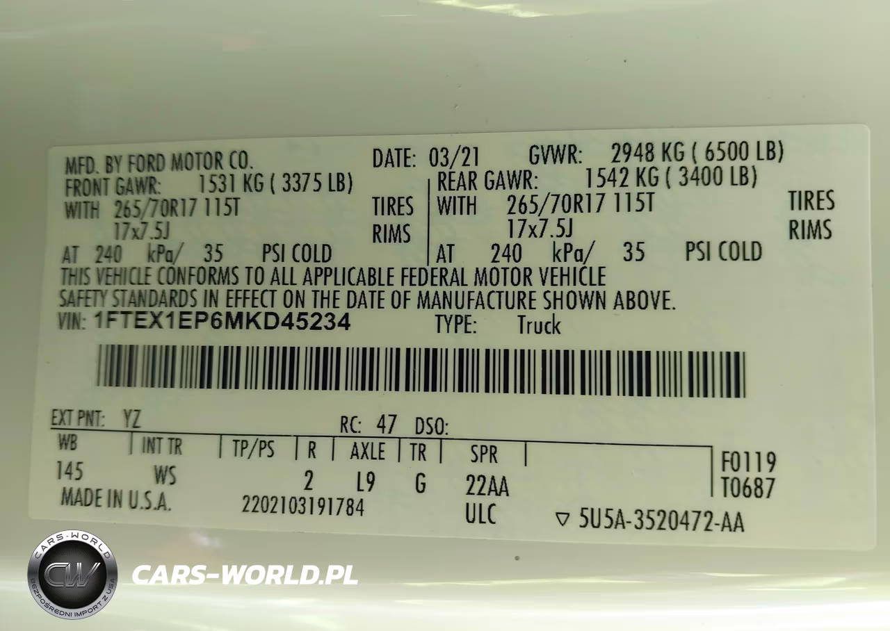 2021 Ford F-150 Xl VIN:1FTEX1EP6MKD45234 - 9
