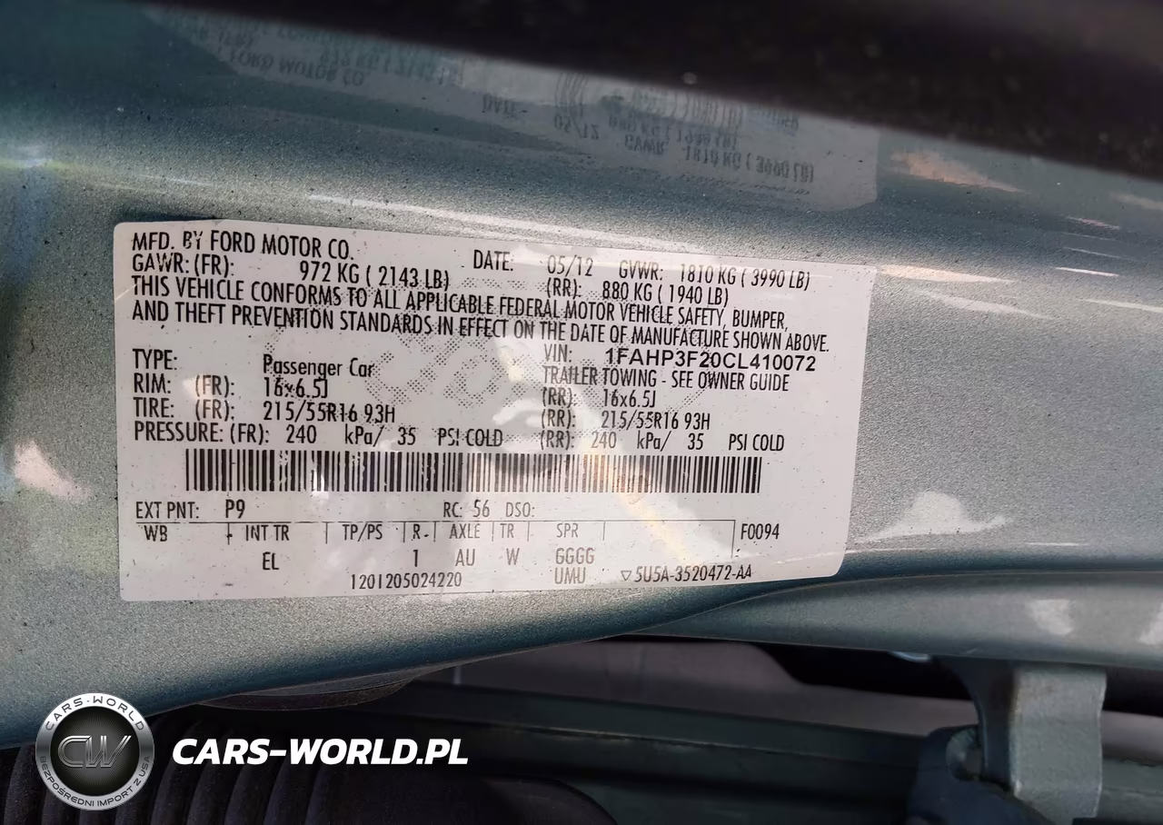 2012 Ford Focus Se VIN:1FAHP3F20CL410072 - 9