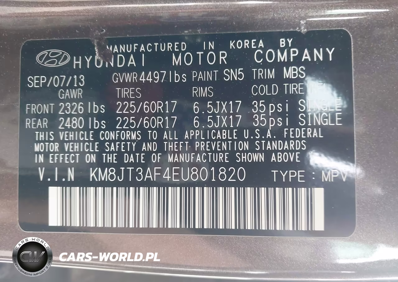 2014 Hyundai Tucson Gls VIN:KM8JT3AF4EU801820 - 9