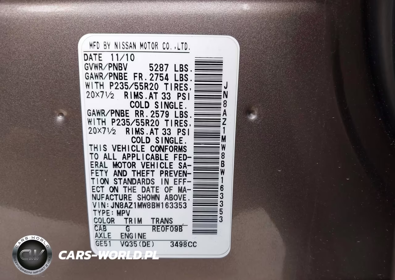 2011 Nissan Murano Le VIN:JN8AZ1MW8BW163353 - 9
