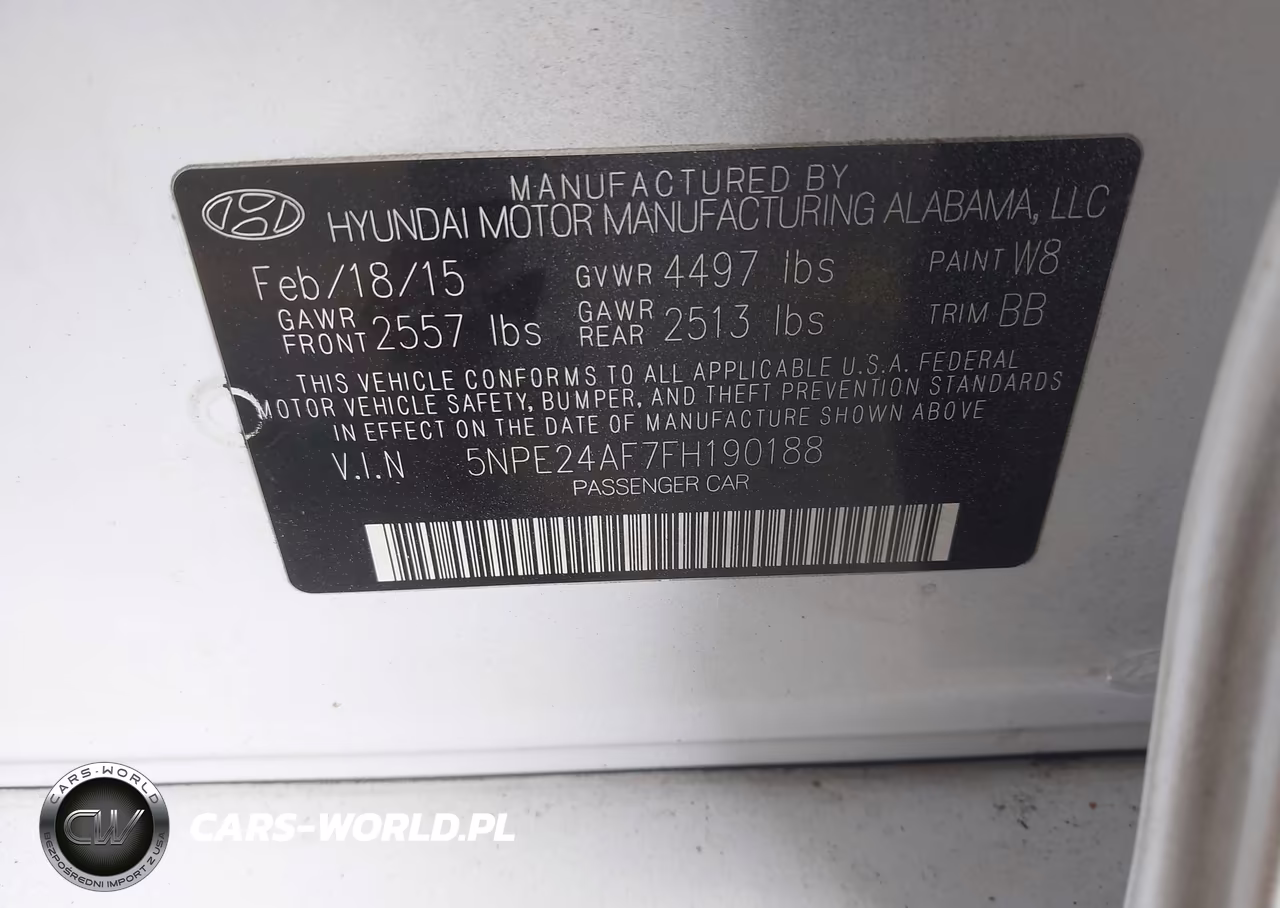 2015 Hyundai Sonata Se VIN:5NPE24AF7FH190188 - 9