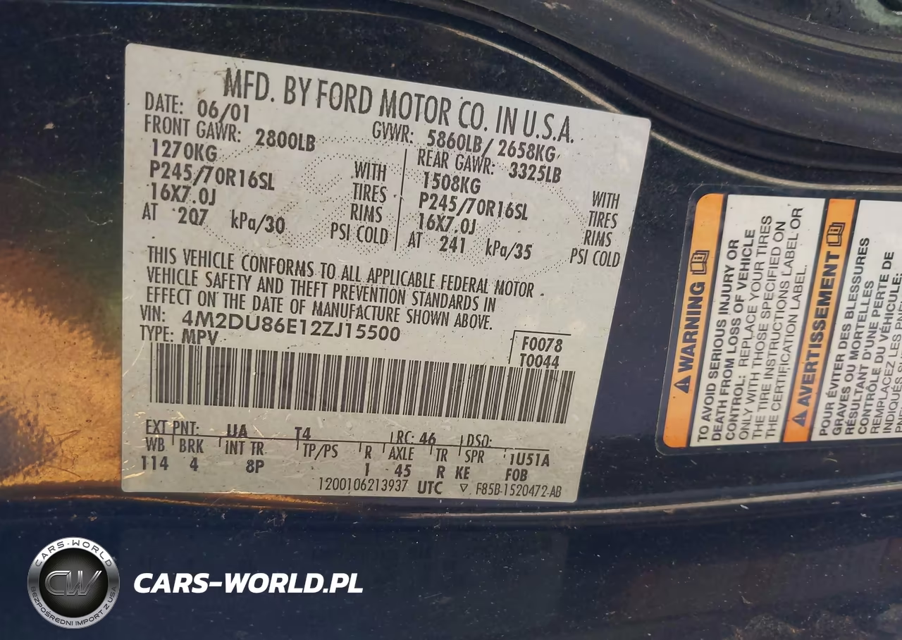 2002 Mercury Mountaineer VIN:4M2DU86E12ZJ15500 - 9