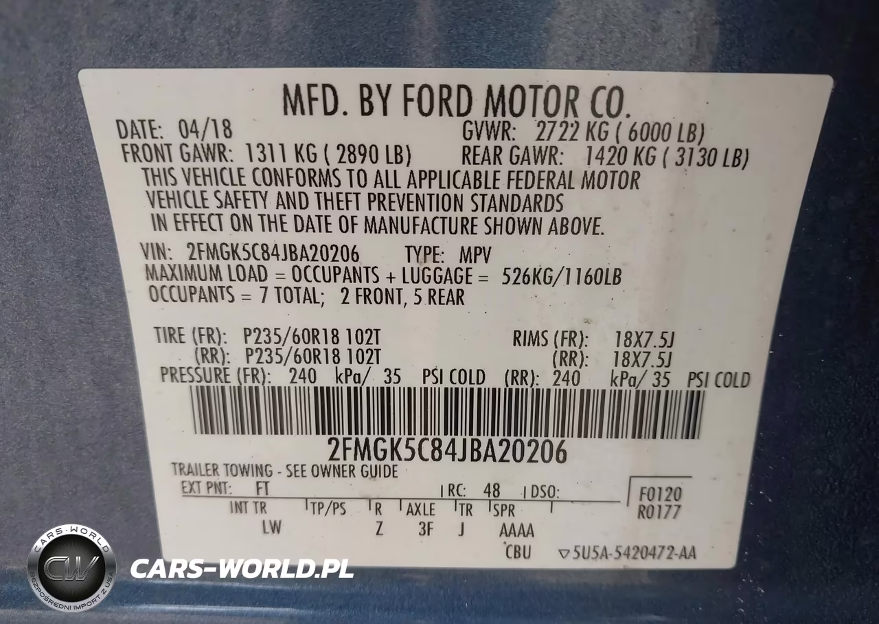 2018 Ford Flex Sel VIN:2FMGK5C84JBA20206 - 9