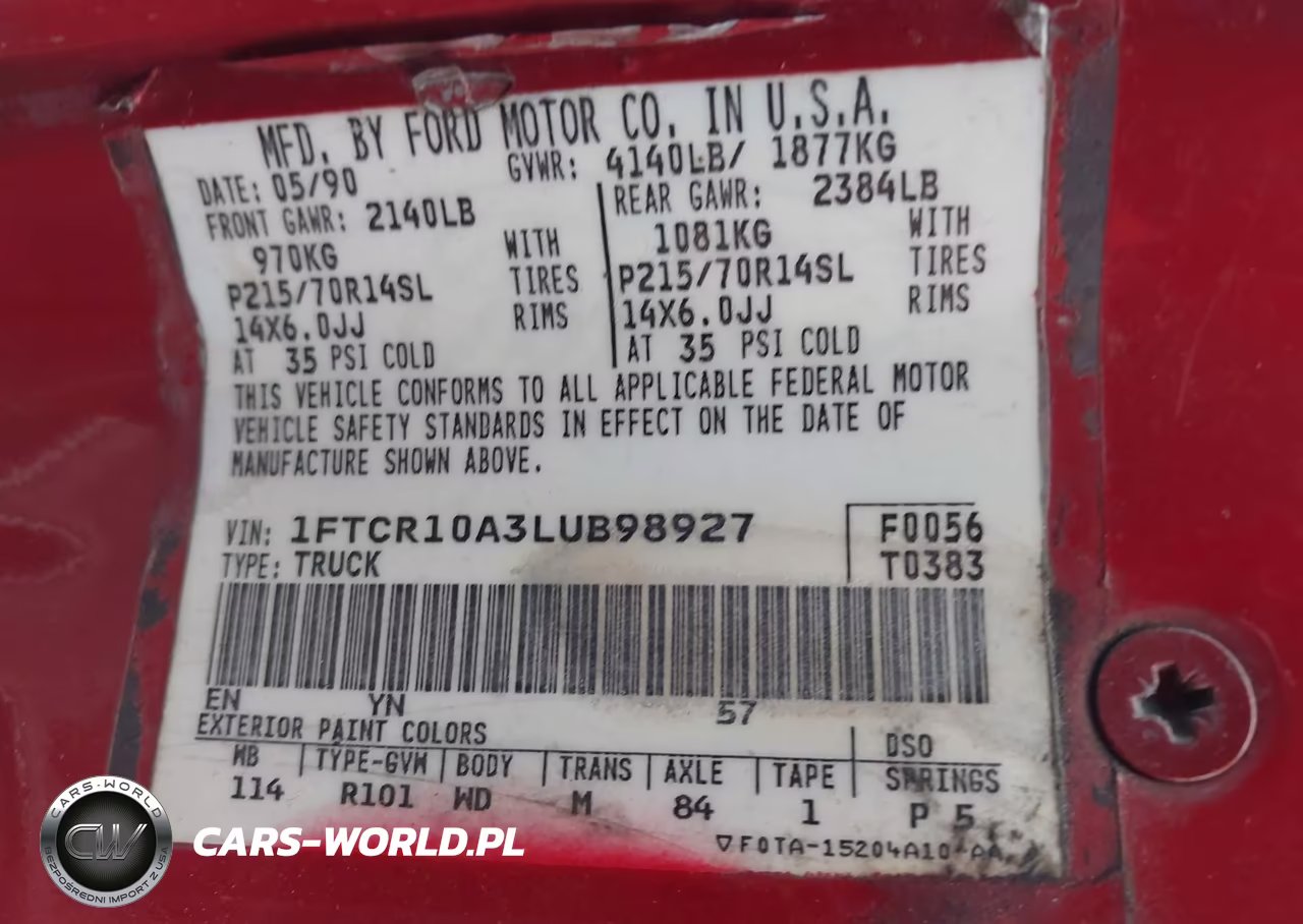 1990 Ford Ranger VIN:1FTCR10A3LUB98927 - 9