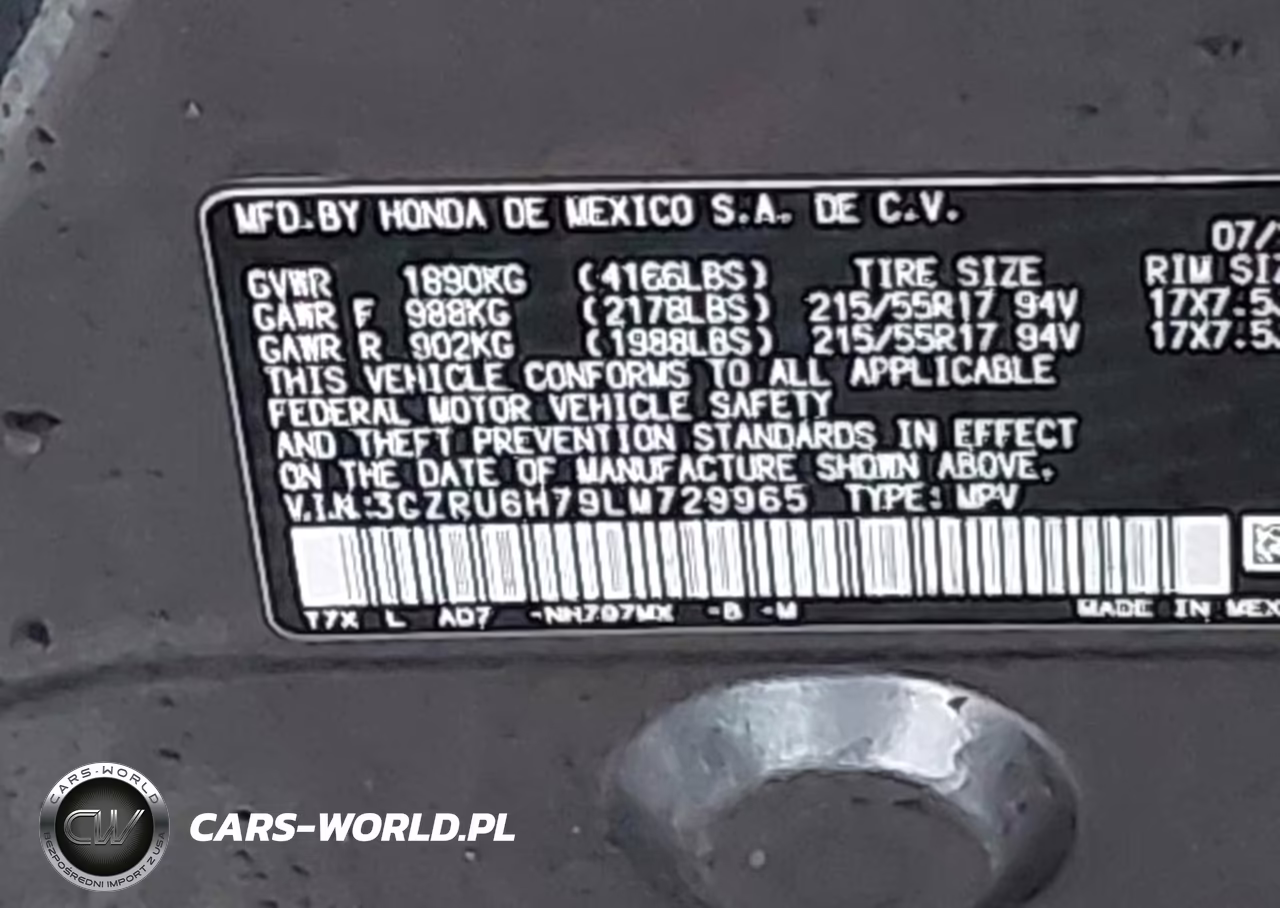 2020 Honda Hr-V Awd Ex-L VIN:3CZRU6H79LM729965 - 9