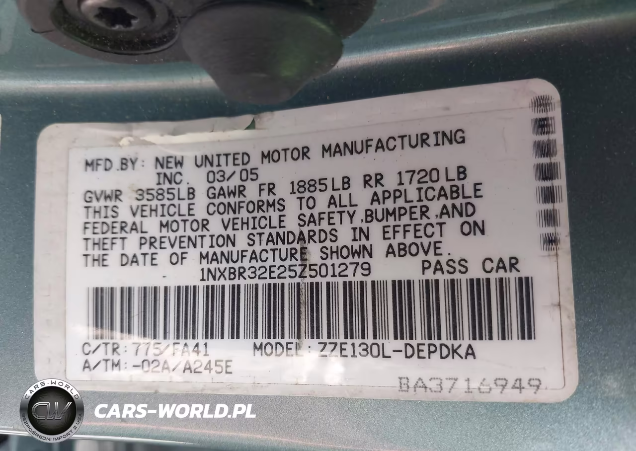 2005 Toyota Corolla Ce VIN:1NXBR32E25Z501279 - 9