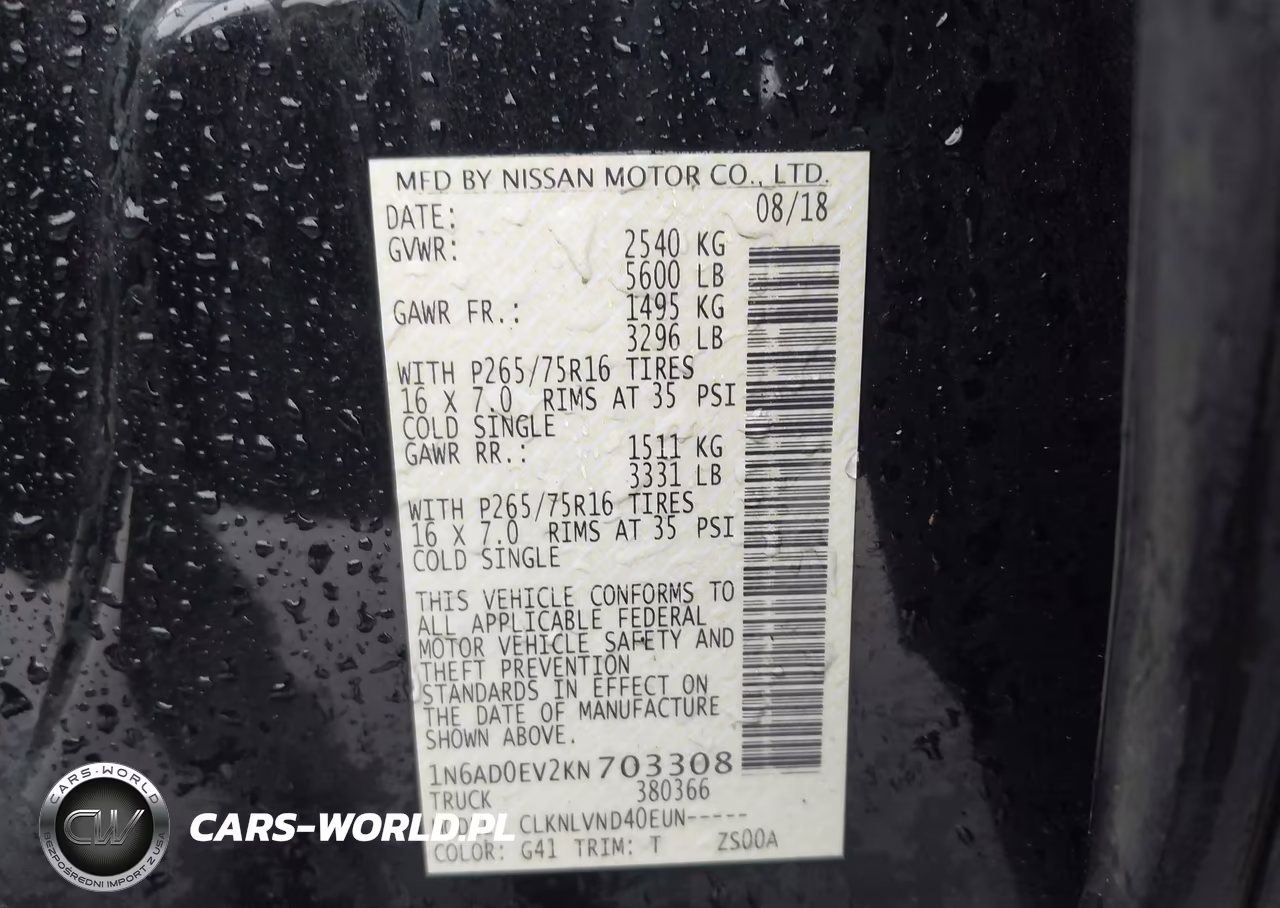 2019 Nissan Frontier Pro-4X VIN:1N6AD0EV2KN703308 - 9