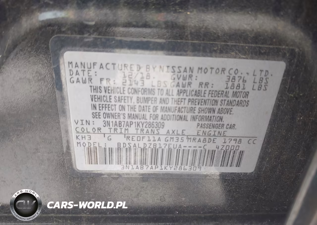 2019 Nissan Sentra Sv VIN:3N1AB7AP1KY286309 - 9