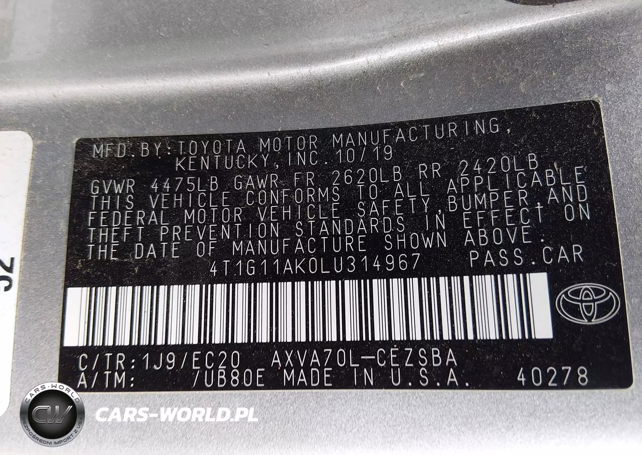2020 Toyota Camry Se Nightshade Edition VIN:4T1G11AK0LU314967 - 9