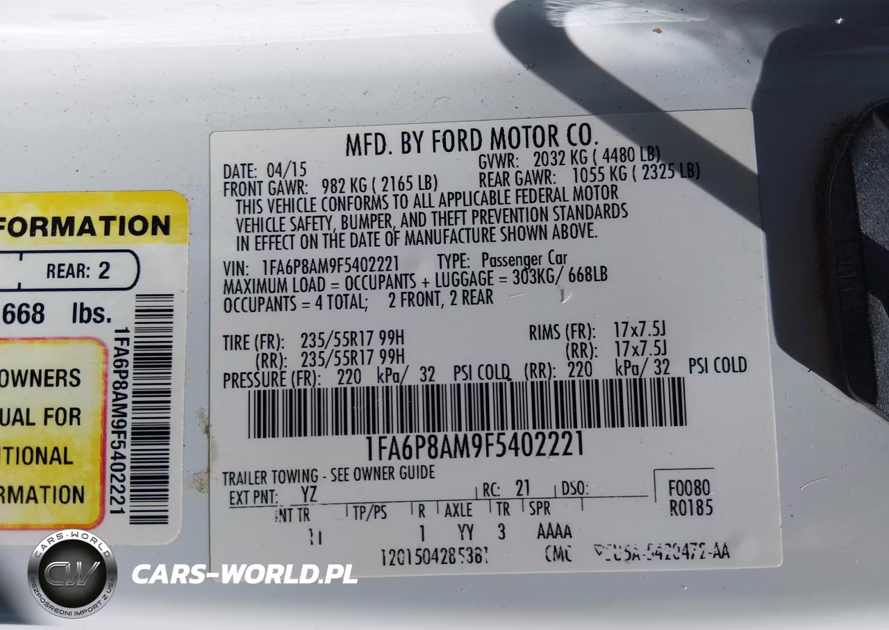 2015 Ford Mustang V6 VIN:1FA6P8AM9F5402221 - 9