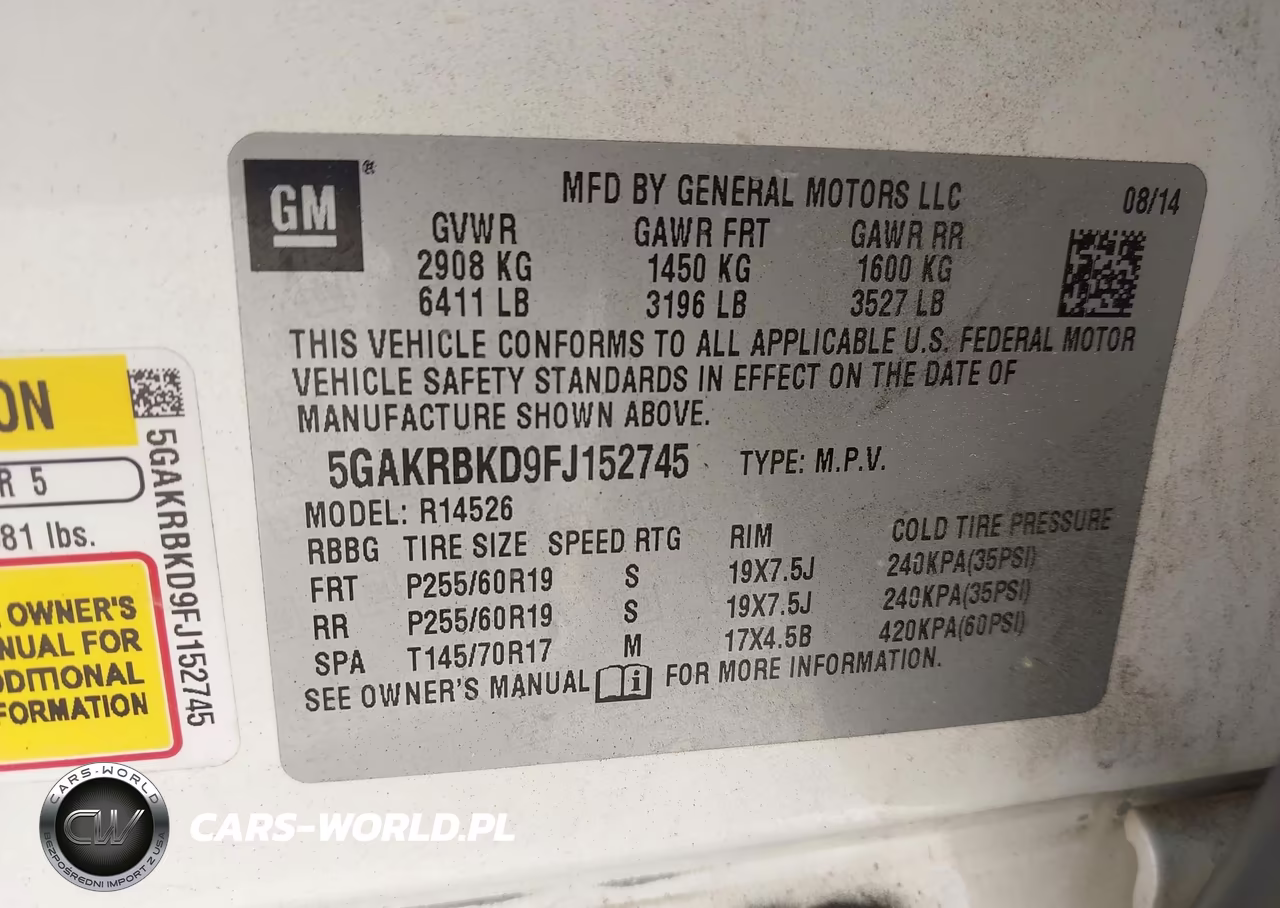 2015 Buick Enclave Leather VIN:5GAKRBKD9FJ152745 - 9