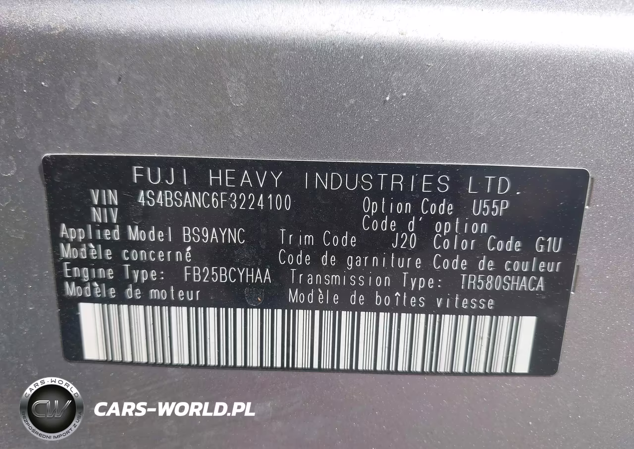 2015 Subaru Outback 2.5I Limited VIN:4S4BSANC6F3224100 - 9