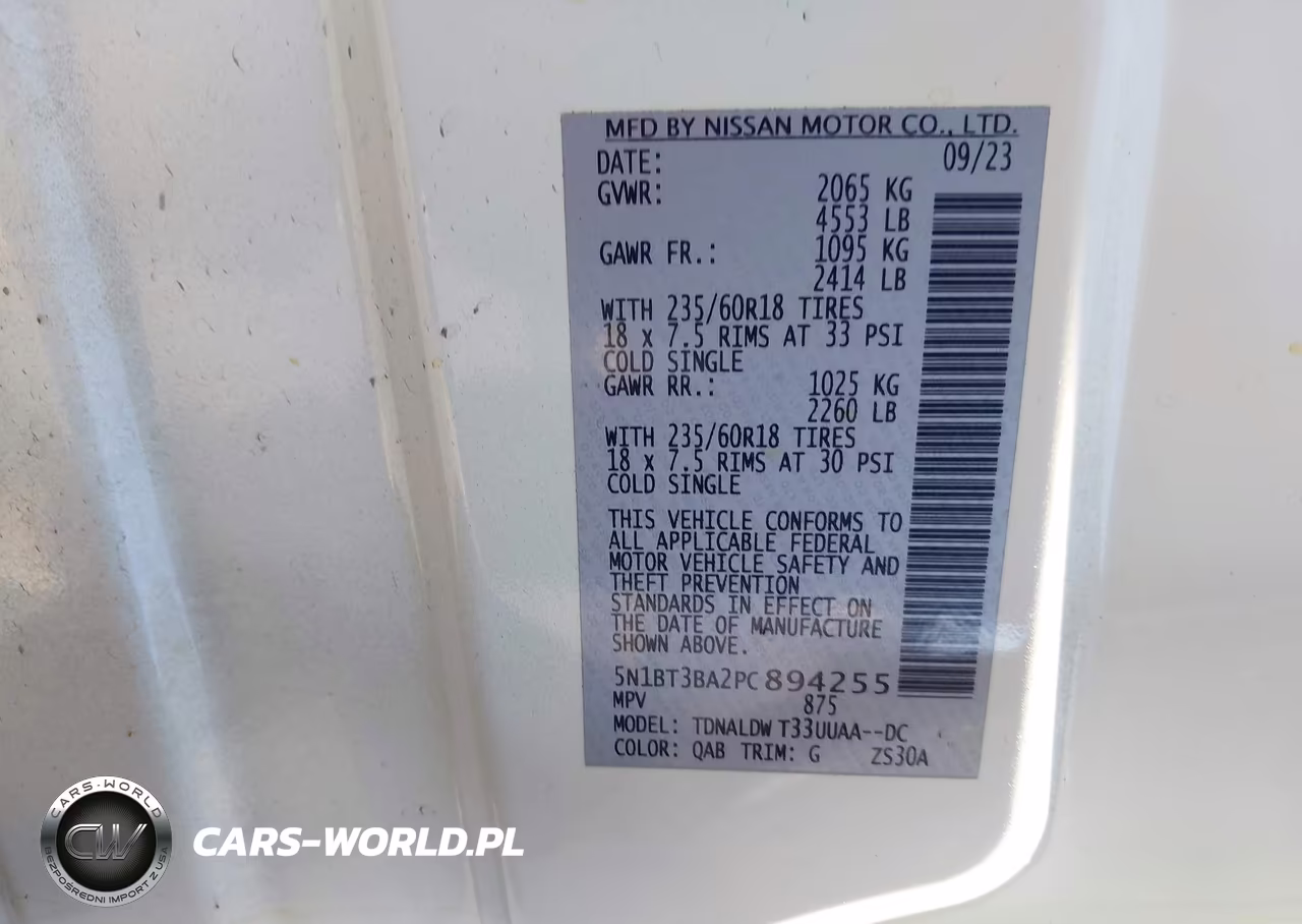 2023 Nissan Rogue Sv Fwd VIN:5N1BT3BA2PC894255 - 9