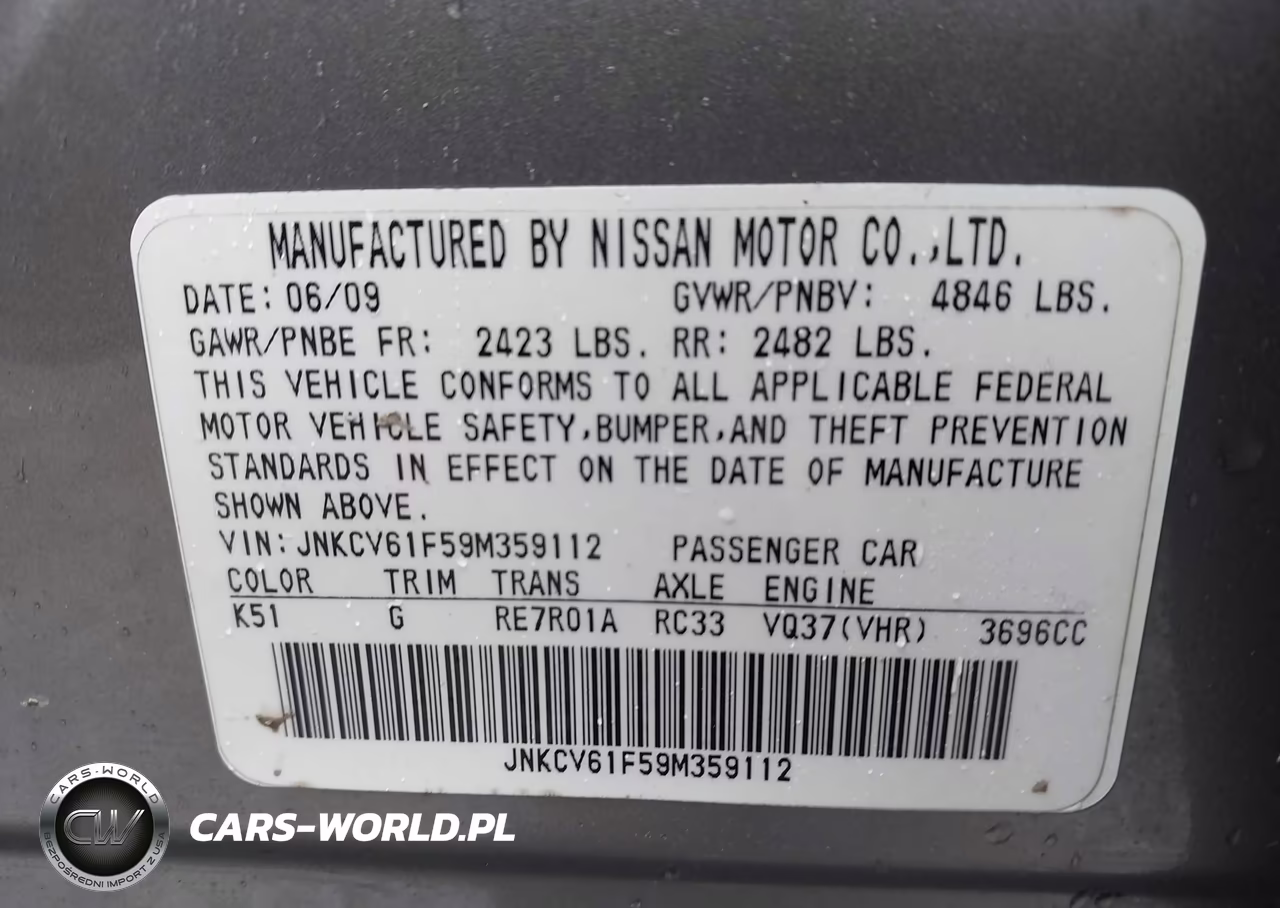 2009 Infiniti G37X VIN:JNKCV61F59M359112 - 9