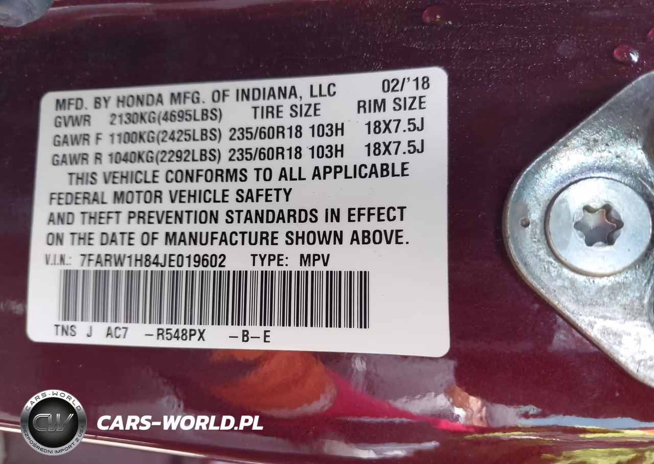 2018 Honda Cr-V Ex-L-Ex-L Navi VIN:7FARW1H84JE019602 - 9