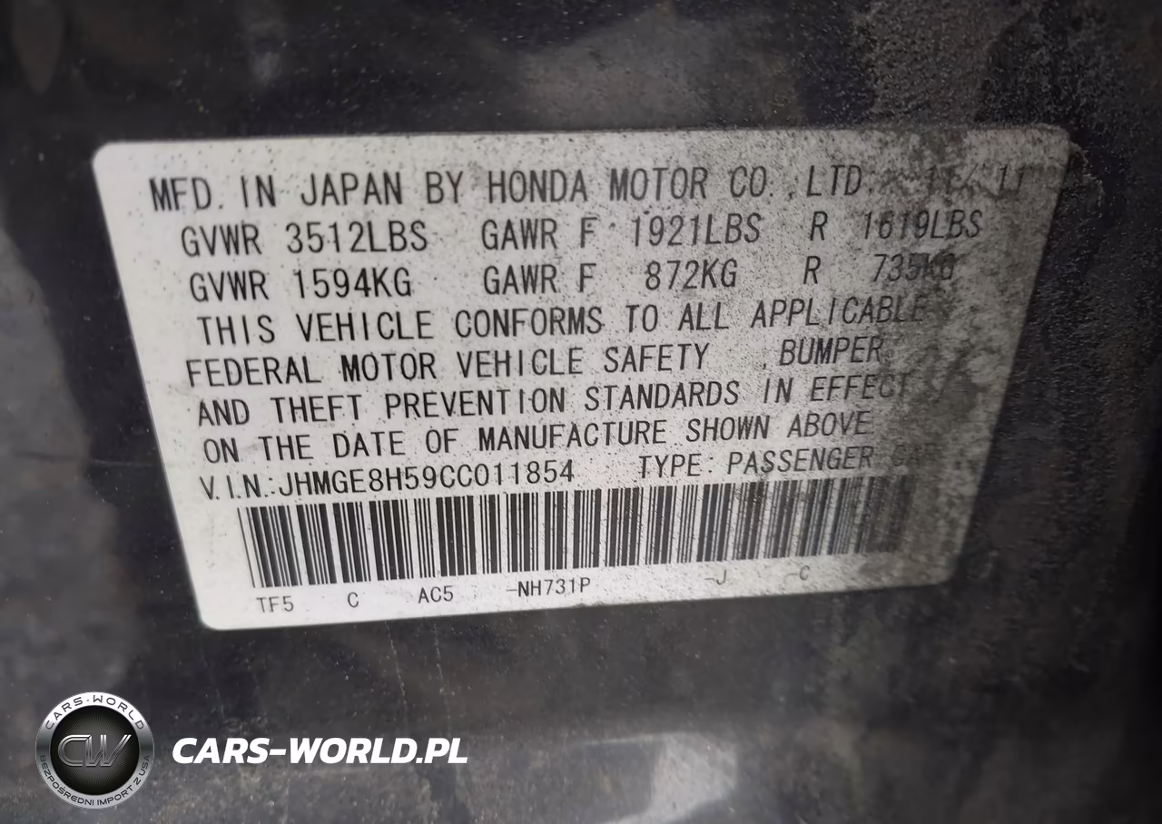2012 Honda Fit Sport VIN:JHMGE8H59CC011854 - 9
