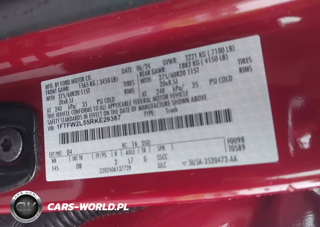 2024 Ford F-150 Stx VIN:1FTFW2L55RKE29387 - 9