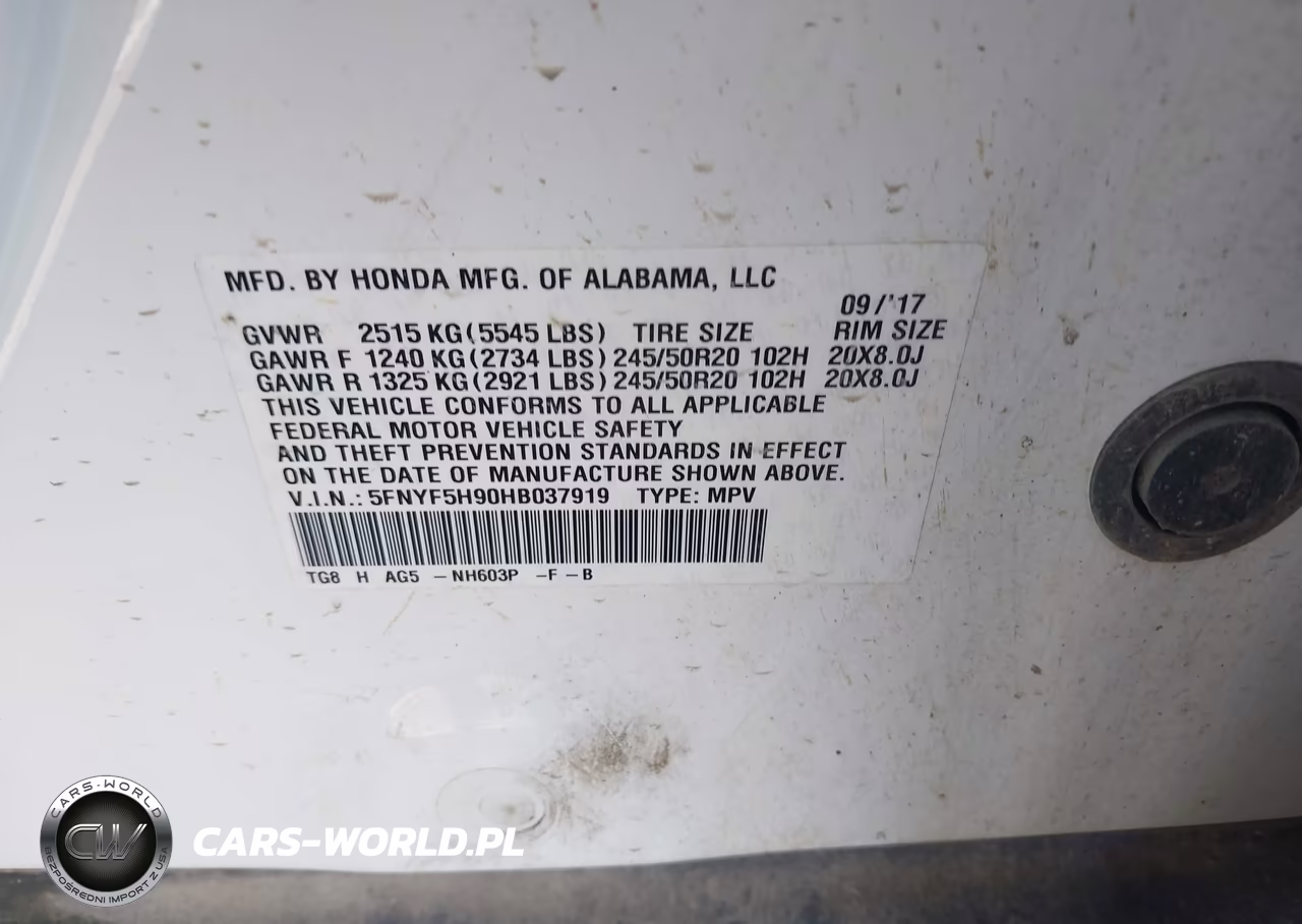 2017 Honda Pilot Touring VIN:5FNYF5H90HB037919 - 9