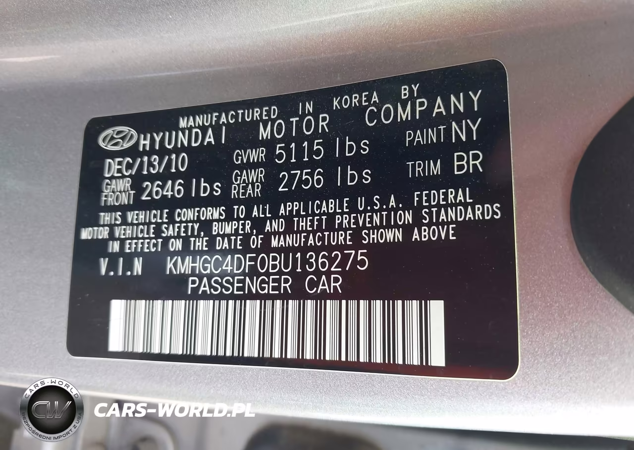 2011 Hyundai Genesis 4.6 VIN:KMHGC4DF0BU136275 - 9